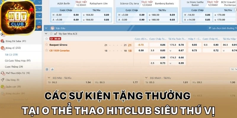 Các sự kiện tặng thưởng tại O thể thao Hitclub siêu thú vị