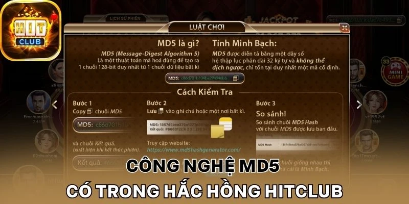 Công nghệ MD5 có trong Hắc hồng Hitclub