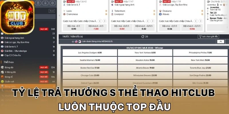 Tỷ lệ trả thưởng S Thể thao Hitclub luôn thuộc top đầu 