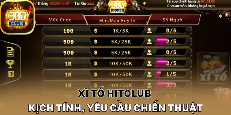 Xì tố Hitclub kịch tính, yêu cầu chiến thuật